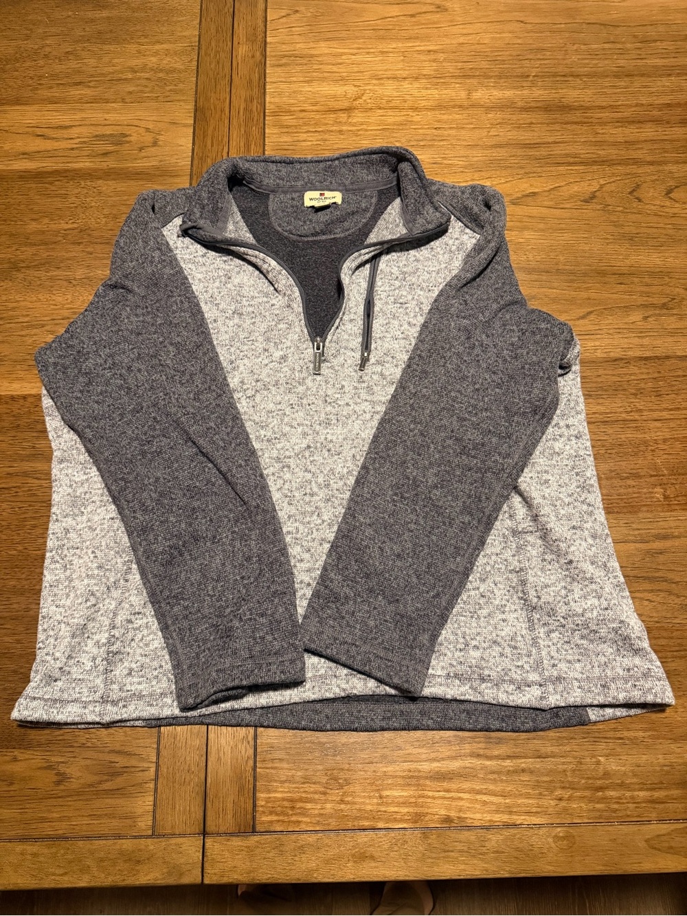 Woolrich Two-Tone Gray Half-Zip Turtleneck Sweater